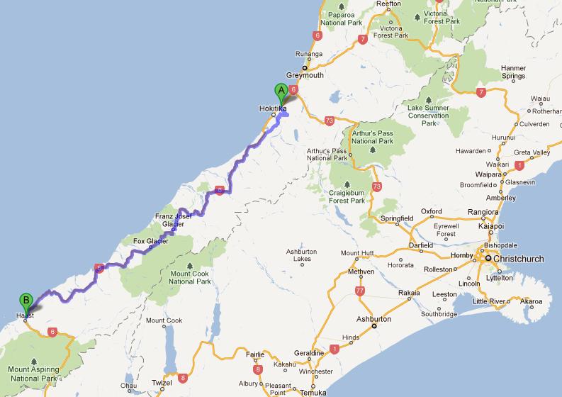 Route for New Zealand's 8th day