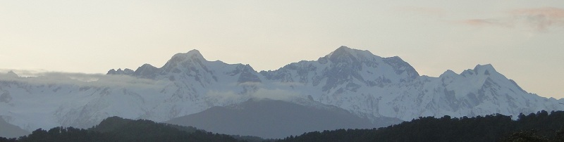 Mount Cook at left and Mount Tasman at right