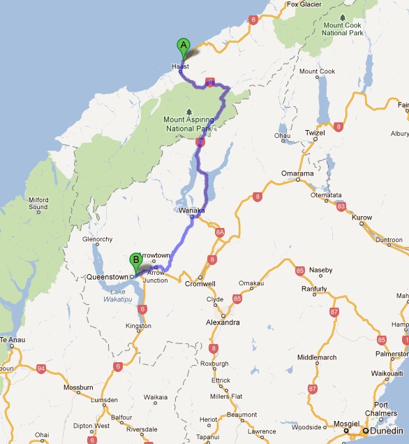 Route for New Zealand's 9th day