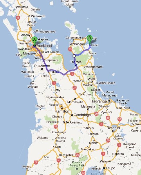 Route for New Zealand's 1st day