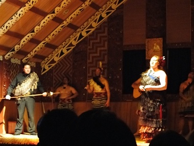 Maori cultural performance in Te Puia