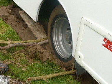 Trying to get motorhome out of the mud
