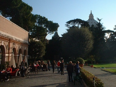 Restaurant terrace in Vatican gardens