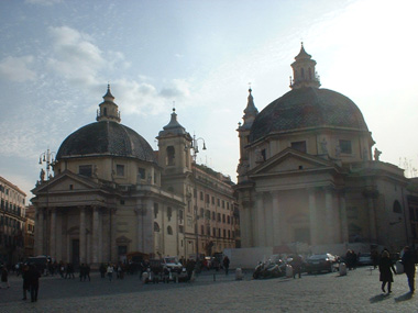Twin churches in Piazza dei Popolo