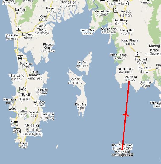 Ferry route Phi Phi-Krabi
