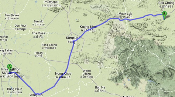 Route to Khao Yai