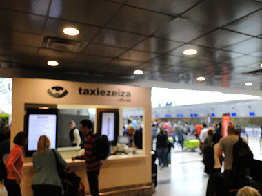 Counter for official taxis at Ezeiza airport