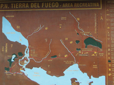 Map of Tierra del Fuego National Park