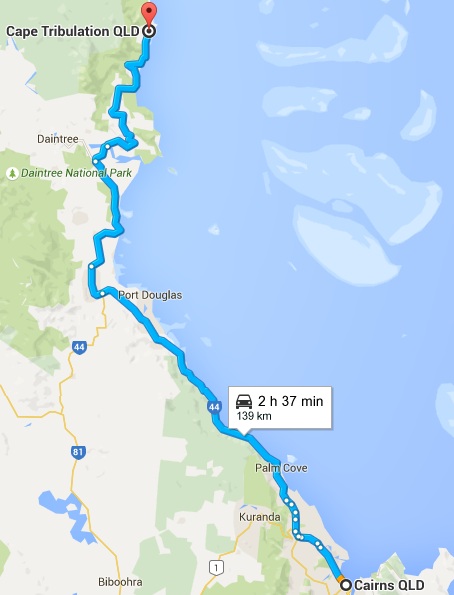 Cairns - Cape Tribulation route