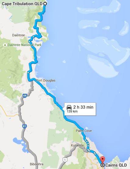 Cape Tribulation - Cairns route