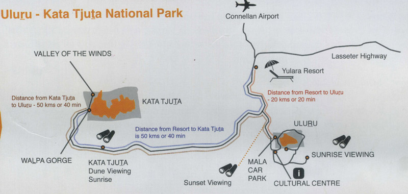 Uluru - Kata Juta National Park map