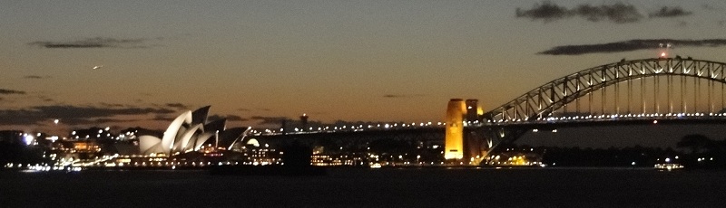 Vista de la Baha de Sidney por la noche