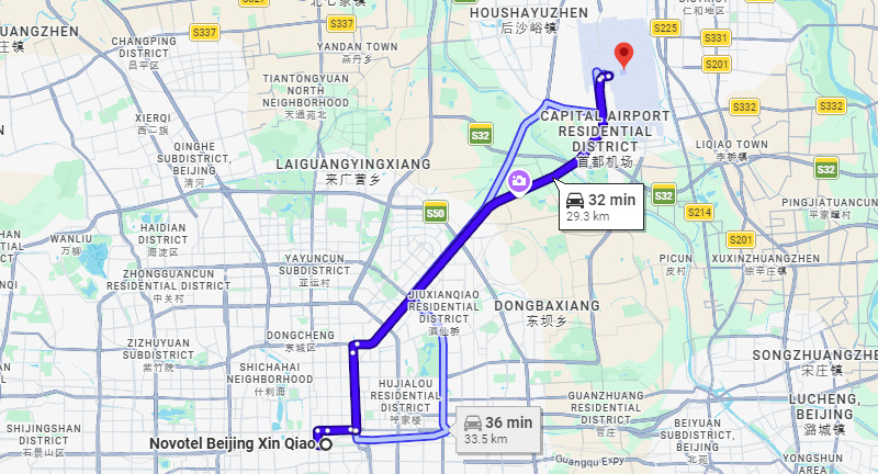 Route to the airport from our hotel in Beijing
