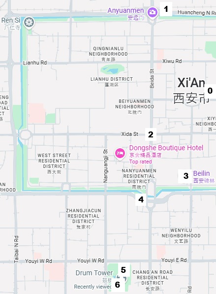 Map of Xi'an city center
