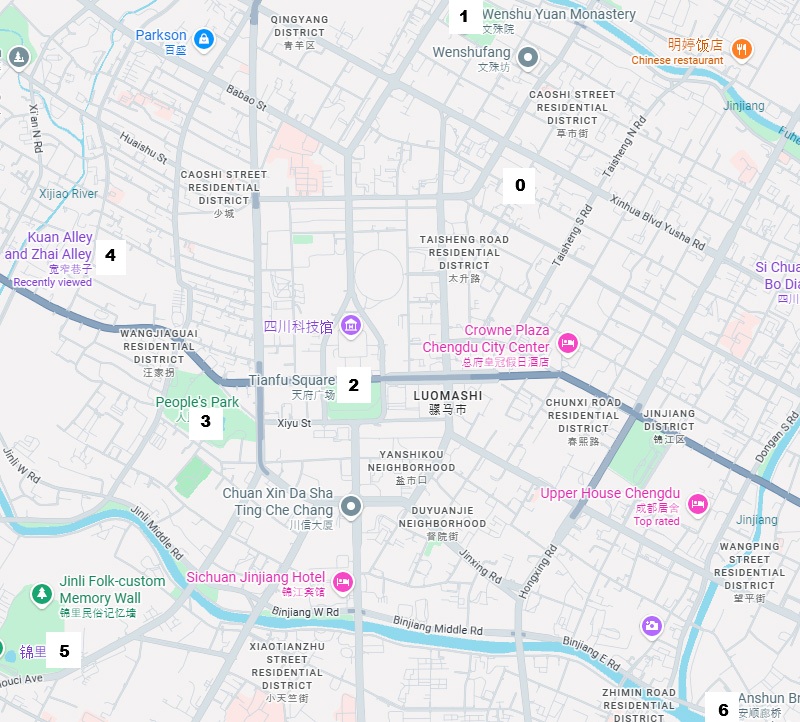 Map of Chengdu city center
