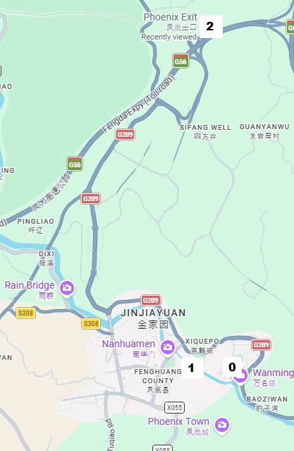 Map of Fenghuang area