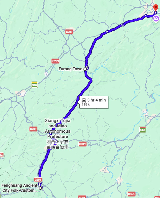 Route Fenghuang - Furong - Zhangjiajie