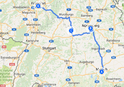 Route Munich - Frankfurt
