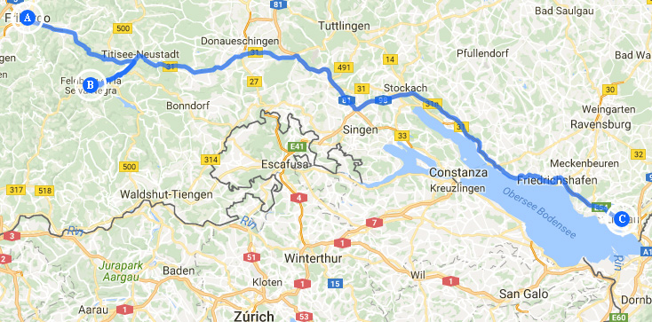 Route Freiburg - Lindau