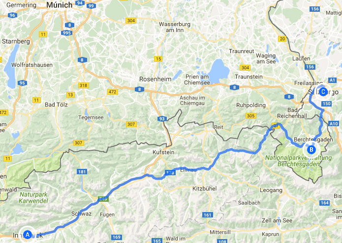 Route Innsbruck - Salzburg