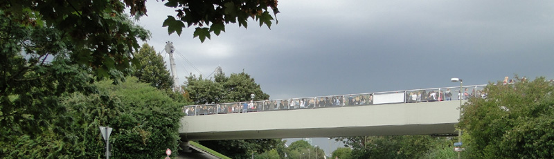 Line for the concert filling the bridge