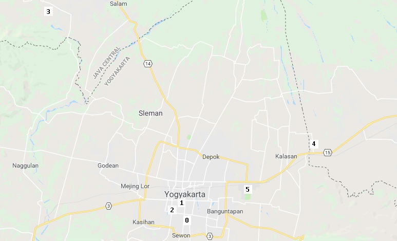 Map of Yogyakarta area