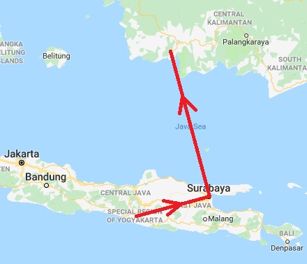 Route to Pangkalan Bun