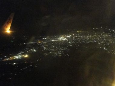 Night view of Kolkata from sky