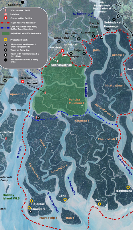 Map of the Indian part of Sundarbans