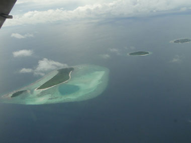 Vista area de Islas Maldivas