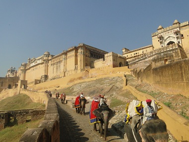 Elephant ride up to Amber Fort