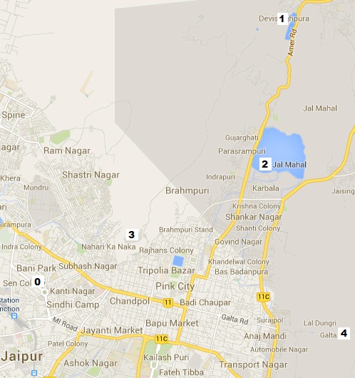 Mapa de los alrededores de Jaipur