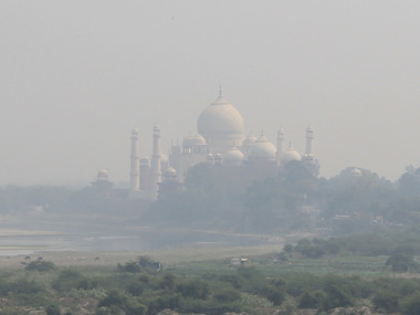 Vista del Taj Mahal desde el Fuerte de Agra