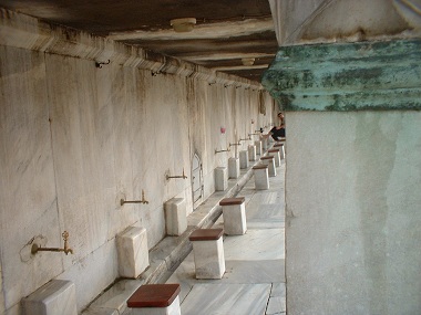 Place for renting feet in mosque entrance