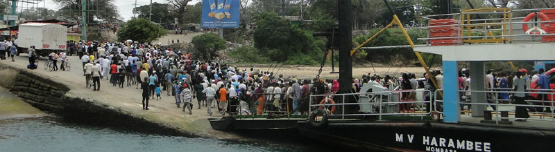 People eaving Likoni ferry