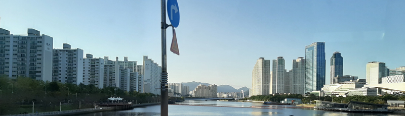 Vista de Busan desde el bus