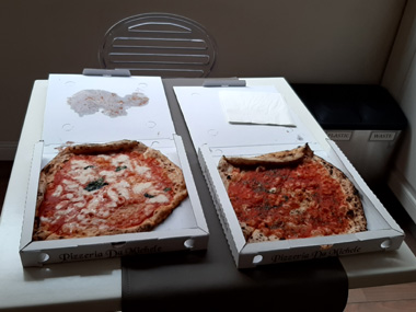 Pizzas margherita and marinara from L'Antica Pizzeria Da Michele