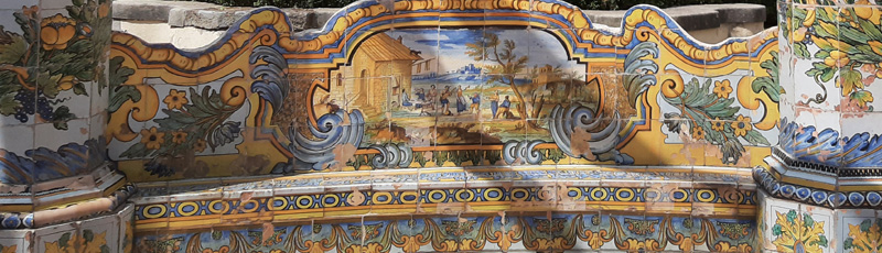 Majolica tiles in Santa Chiara cloister