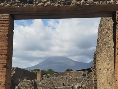 View fo Mount Vesuvius from Pompeii
