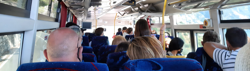 Inside bus to Amalfi