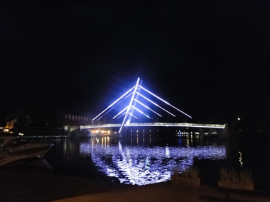 Mikolajki bridge by night