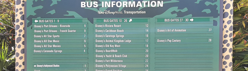 Tablero de buses en animal Kingdom