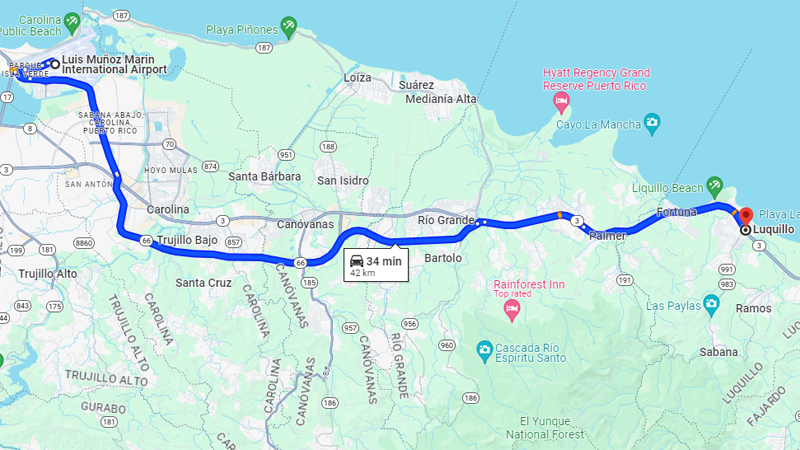 Nuestra ruta en Puerto rico para el primer da