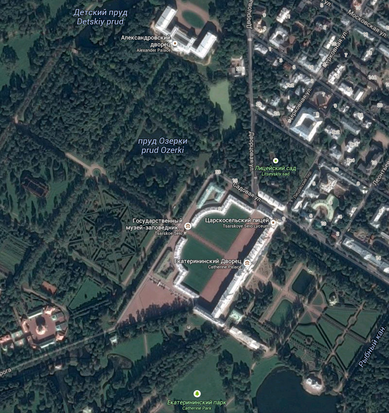 Aerial view of Catherine and Alexander Palaces
