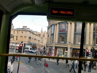 Bus reaching Oxford city center