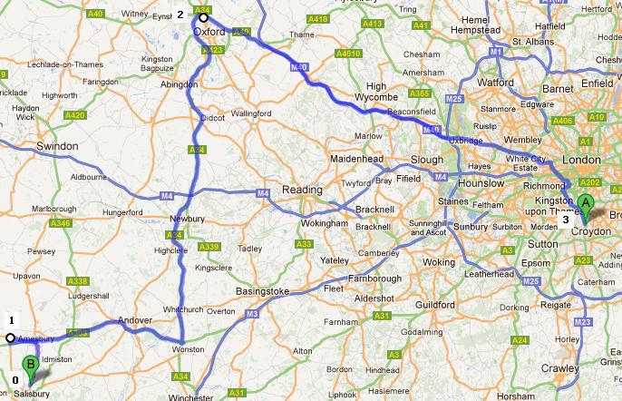 Route for day 2 in UK
