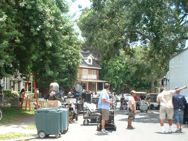 Filming in Warner Studios