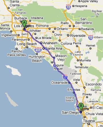 Route to San Diego