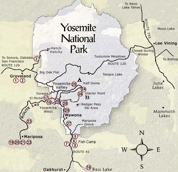 Map of Yosemite NP