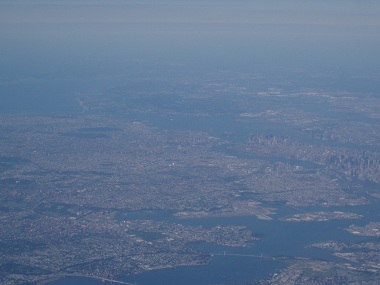 Vistas del área de Nueva York desde el avión